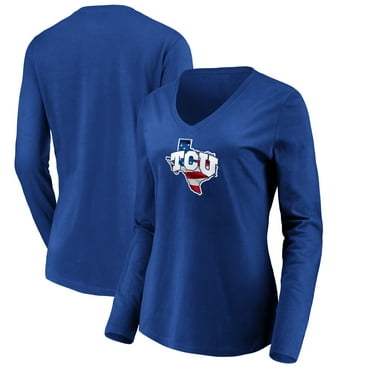 Women's Royal TCU Horned Frogs Banner State Long Sleeve V-Neck T-Shirt