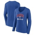 thumbnail image 1 of Women's Royal Texas Rangers Victory Script Long Sleeve V-Neck T-Shirt, 1 of 3