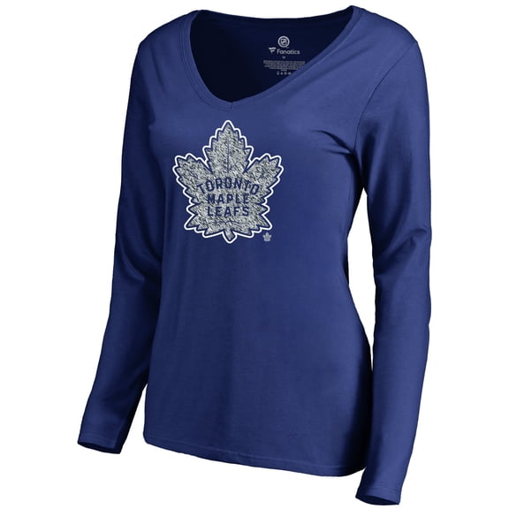 Women's Royal Toronto Maple Leafs Static Logo Long Sleeve V-Neck T-Shirt