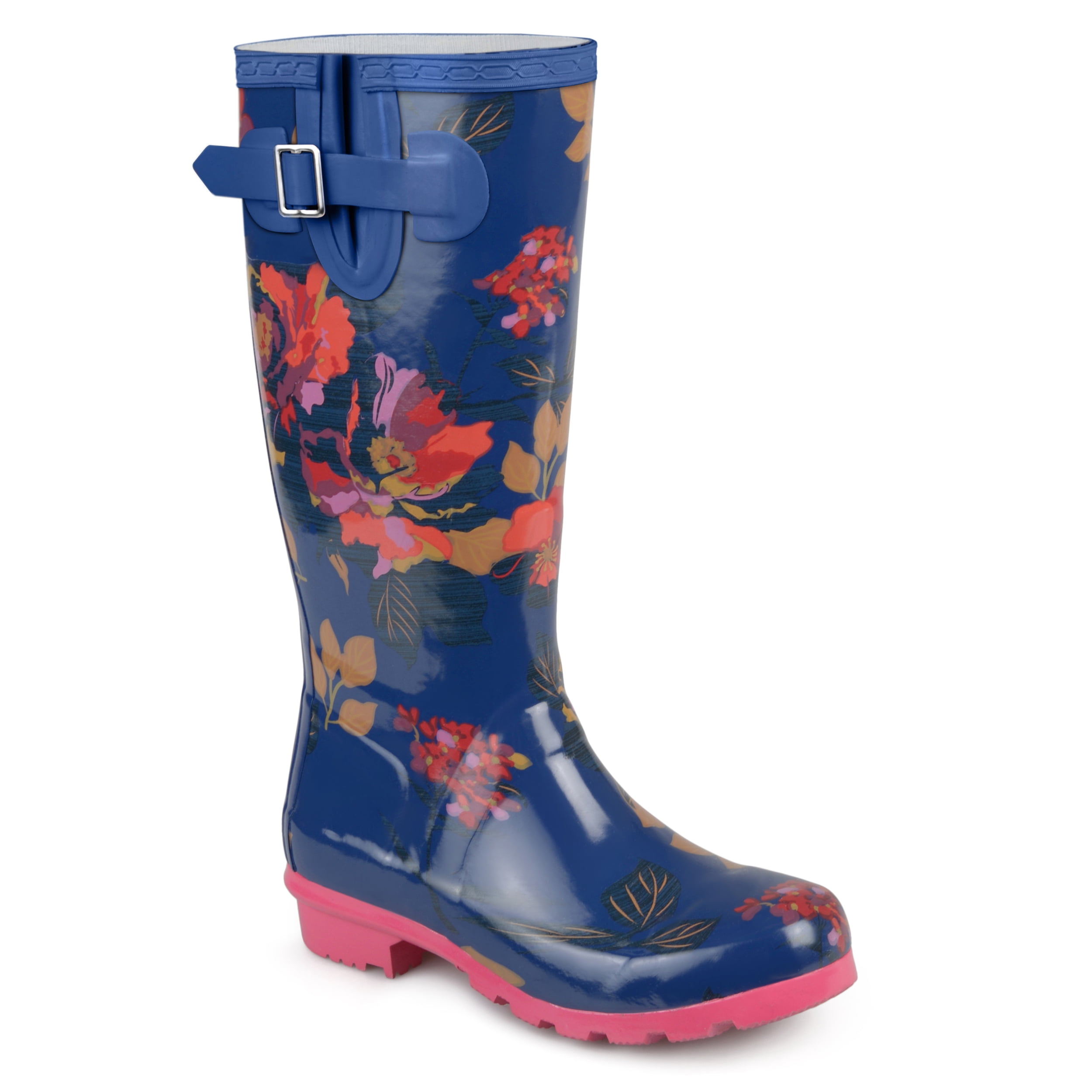 Women s Rubber Patterned Rain Boots Walmart