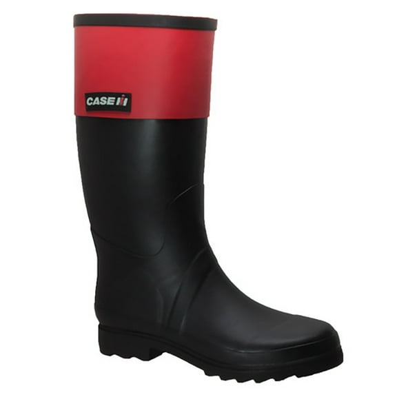 Women's Rubber Rider Boot with Red Cuff Black