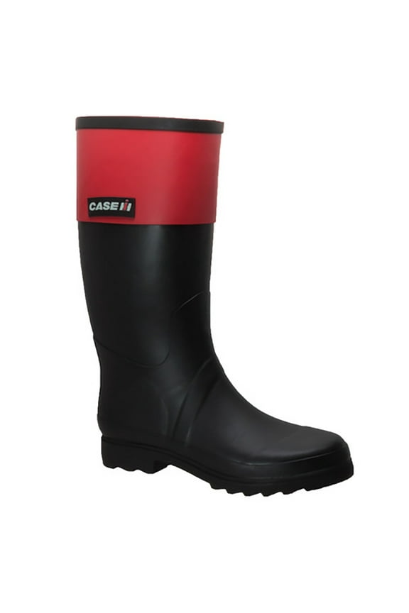 Women's Rubber Rider Boot with Red Cuff Black