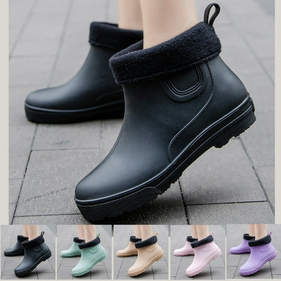 Women's Rubber Short Rain Boots Waterproof And Anti-slipping Rainboots For Women Stylish Light Ankle Rain Shoes for Trekking Gardening Farming Camping Fishing