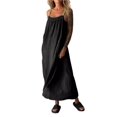 thumbnail image 1 of Women's Ruched Cami Maxi Dress with Pockets Full Length Plus Size Polyester % fabric for Everyday Comfort and Style, 1 of 18