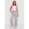 thumbnail image 1 of Women's Ruched Fold Over High Waisted Wide Leg Pull On Pants, 1 of 4