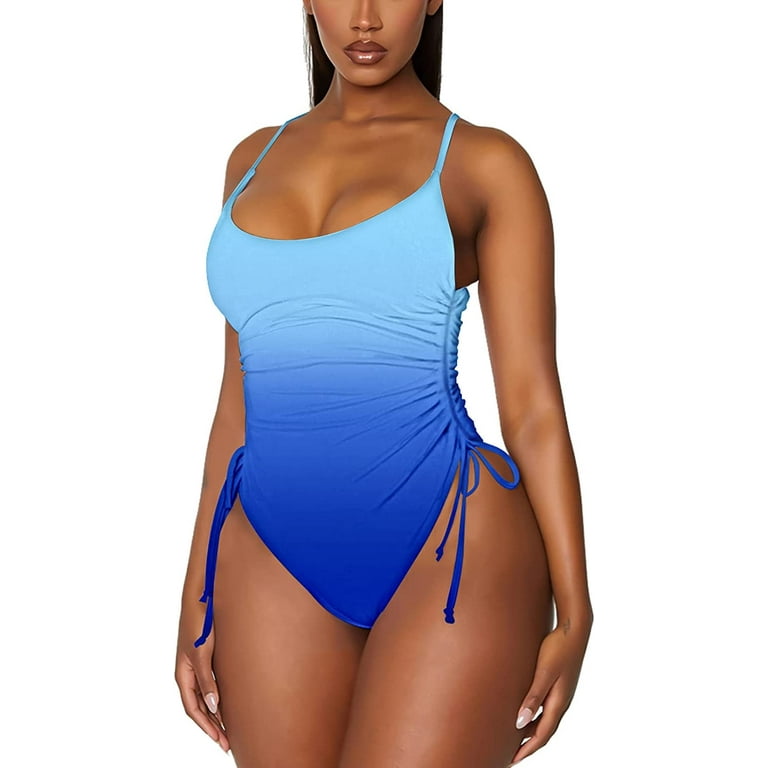Women's Ruched High Cut One Piece Swimsuit Tummy Control Bathing Suit  Monokini 