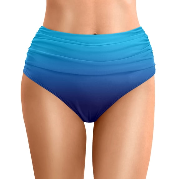 Women's Ruched Low Waisted Bikini Bottom Retro Vintage Swim Short Tankinis Boyshorts