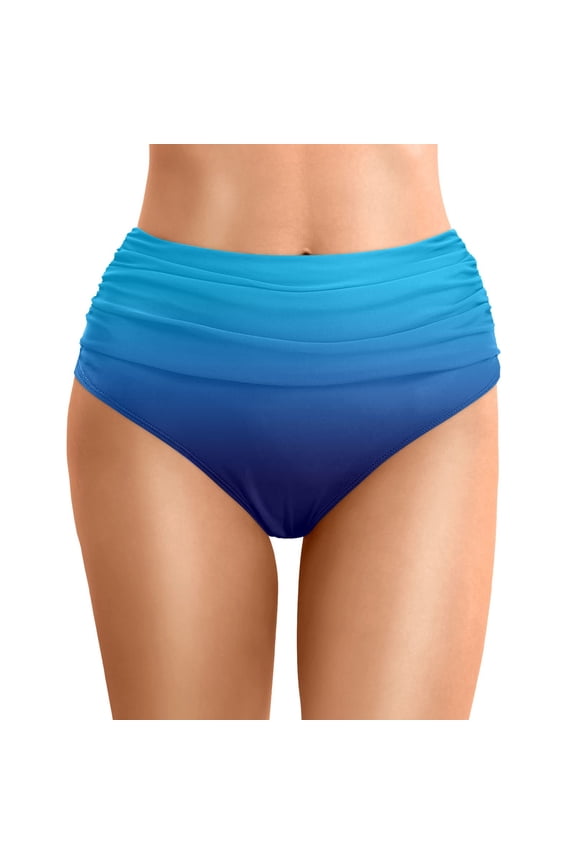 Women's Ruched Low Waisted Bikini Bottom Retro Vintage Swim Short Tankinis Boyshorts