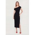 thumbnail image 1 of Women's Ruched One Shoulder Textured Knit Midi Dress, 1 of 3