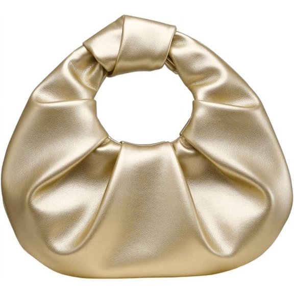 Women's Ruched PU Leather Hobo Handbag Clutch Purse