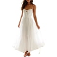thumbnail image 1 of Women's Ruched Smocked Back Cami Dress with Tie Straps and Zipper Closure 95% Polyester 5% Spandex Lined Lightweight, 1 of 28