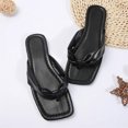 thumbnail image 1 of Women's Ruched Strap Flat Cozy Slip-On Square Toe Sandals Flip Flops Summer Beach Slippers, 1 of 8