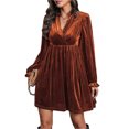 thumbnail image 1 of Women's Ruched Surplice Long Sleeve Mini Dress With Sheer Overlay and Stretch Fabric 95% polyester and 5% elastane, 1 of 17
