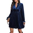 thumbnail image 1 of Women's Ruched Surplice Long Sleeve Mini Dress With Sheer Overlay and Stretch Fabric 95% polyester and 5% elastane, 1 of 17