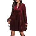 thumbnail image 1 of Women's Ruched Surplice Long Sleeve Mini Dress With Sheer Overlay and Stretch Fabric 95% polyester and 5% elastane, 1 of 17