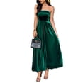 thumbnail image 1 of Women's Ruched Tube Midi Dress Zipper Stretch 92% Polyester 8% Elastane Not Lined Elegant Everyday Wear Studio Ready, 1 of 11