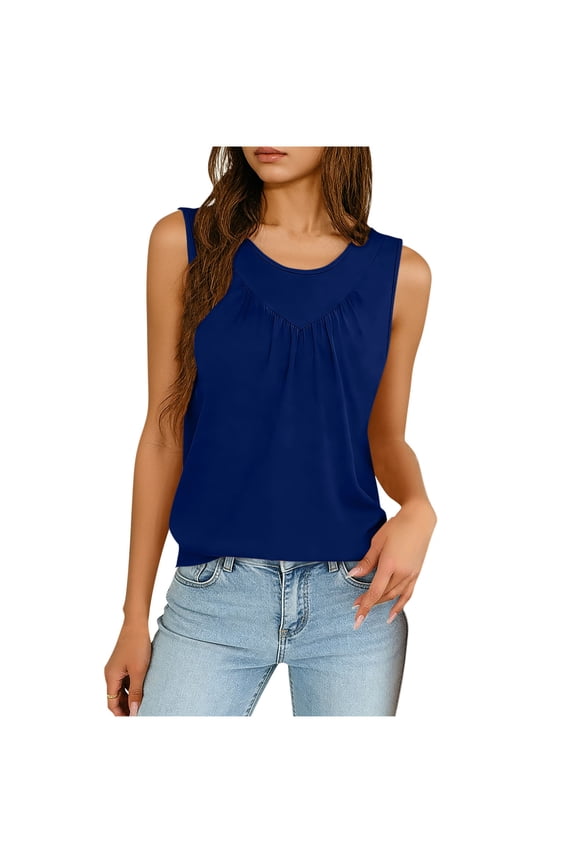 Women's Ruched V Neck Tank Top Sleeveless Casual Summer Blouse Pleated Cami Tops & Lightweight Basic Tees 2026