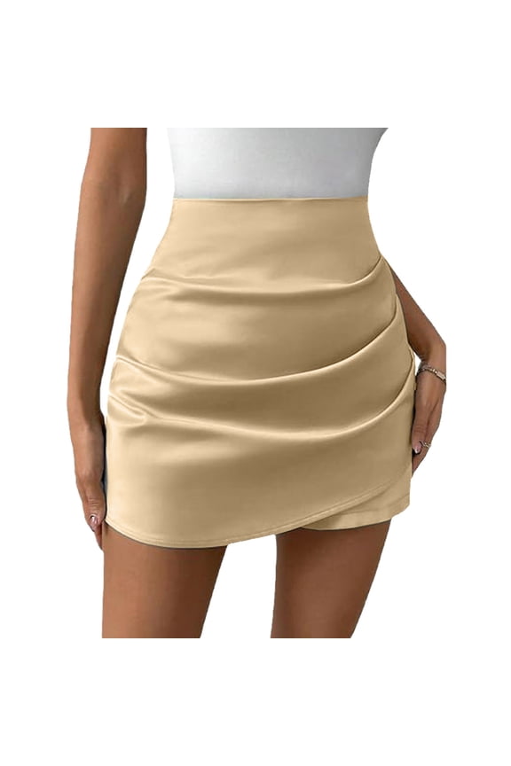 Women's Ruched Wrap Asymmetrical Hem Skort High Waist Casual Shorts Short Hair for Women Athletic Tops for Women Short Sleeve Twill Shorts Women Womens Padded Cycling Shorts Seamless Shorts for Women