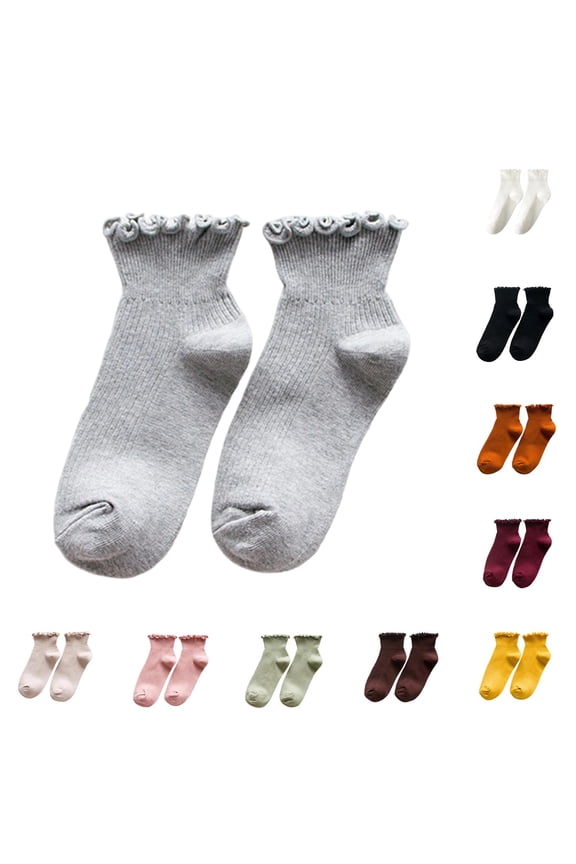 Women's Ruffle Ankle Socks - Lace Trim Breathable Cotton Blend Casual Socks, Soft Comfortable Short Socks for Daily Wear & Spring Fashion White One Size