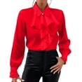 thumbnail image 1 of Women's Ruffle Blouse Long Sleeve Collar Neck Button Down Victorian Shirt Tops, 1 of 8