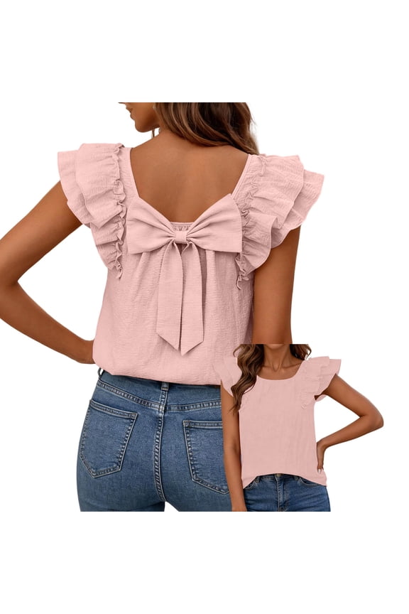 Women's Ruffle Cap Sleeve Shirts 2026 Summer Casual Basic Tee Cute Fitted Crew Neck Fashion Tops Clothes
