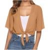 Women's Ruffle Chiffon Shrug Short Sleeve Open Front Tie Front Sheer Bolero Cardigan for Evening Dress