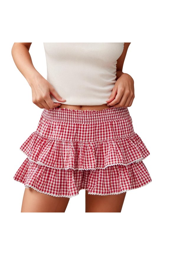 Women's Ruffle Fairy Mini Skirt, Soft Polyester, Elastic Waist, Tiered Pleated, for Various Events