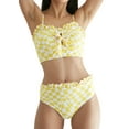 thumbnail image 1 of Women's Ruffle Front Tie High Waist Bikini Swimsuit, Yellow, 1 of 3