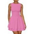 thumbnail image 1 of Women's Ruffle Hem Boat Neck Mini Dress Sleeveless Ruched Corset Short Party Dresses, 1 of 5