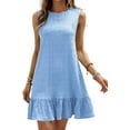 thumbnail image 1 of Women's Ruffle Hem Sleeveless Tank Dress Round Neck Casual Smock Summer Mini Dresses, 1 of 6