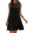 thumbnail image 1 of Women's Ruffle Hem Sleeveless Tank Dress Round Neck Casual Smock Summer Mini Dresses, 1 of 11