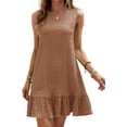thumbnail image 1 of Women's Ruffle Hem Sleeveless Tank Dress Round Neck Casual Smock Summer Mini Dresses, 1 of 6