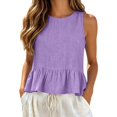 thumbnail image 1 of Women's Ruffle Hem Tank Top, Sleeveless Button Back Summer Vest, Plain Casual Layering Blouse, 1 of 6