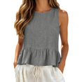 thumbnail image 1 of Women's Ruffle Hem Tank Top, Sleeveless Button Back Summer Vest, Plain Casual Layering Blouse, 1 of 6