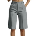 thumbnail image 1 of Women's Ruffle Linen Capris with Pockets Elastic Waist Loose Straight Leg Casual Cropped Pants,Gray_2XL, 1 of 9
