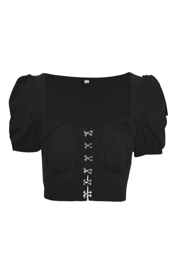 Women's Ruffle Short Sleeve Tie Up Back Crop Top Off Shoulder Bardot Blouse