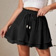 thumbnail image 1 of Women's Ruffle Skort Drawstring Built-In Shorts Summer Skort Lightweight Vacation Swing Skirts Black XL, 1 of 9