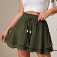 thumbnail image 1 of Women's Ruffle Skort Drawstring Built-In Shorts Summer Skort Lightweight Vacation Swing Skirts Olive Green S, 1 of 9