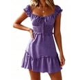 thumbnail image 1 of Women's Ruffle Sleeve Sweetheart Neckline Dots Printing Mini Dress, 1 of 6