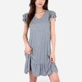 thumbnail image 1 of Women's Ruffle Sleeve V-Neck Dress with Tiered Hem and Relaxed Fit - Medium, Gray, 1 of 7