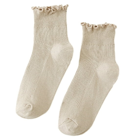 Women's Ruffle Socks,Casual Cotton Bootie Socks Cute Ankle Socks Breathable Sweet Frilly Crew Socks High Ankle Socks