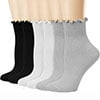 Women's Ruffle Socks,Casual Cute Ankle Socks Breathable Knit Cotton Soft Frilly Crew Socks for Women 6 Pack