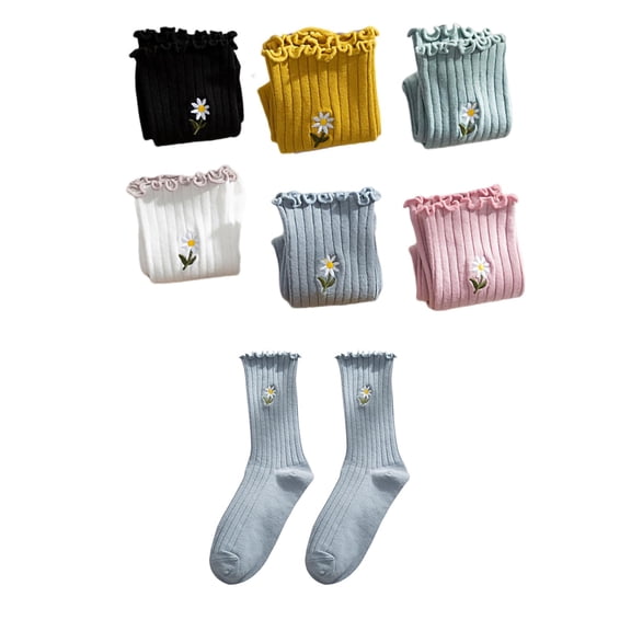 Women's Ruffle Socks, Womens Fun Novelty Crew Colorful Fashion Casual Socks