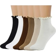 10AGIRL Women's Ruffle Socks, Womens Fun Novelty Crew Colorful Fashion Casual Socks