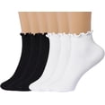 thumbnail image 1 of Womens Socks,Casual Ruffle Ankle Socks Breathable Cotton Cute Crew Frilly Sock 6 Pack, 1 of 7