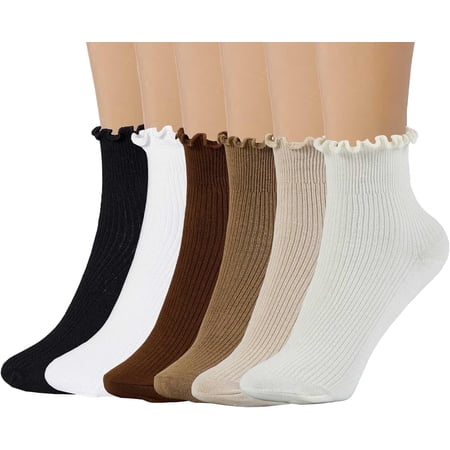 Women's Ruffle Socks, Womens Fun Novelty Crew Colorful Fashion Casual Socks