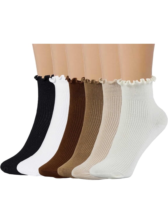 Women's Ruffle Socks, Womens Fun Novelty Crew Colorful Fashion Casual Socks