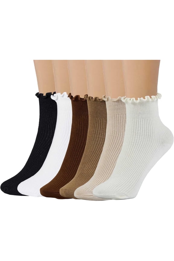 Women's Ruffle Socks, Womens Fun Novelty Crew Colorful Fashion Casual Socks