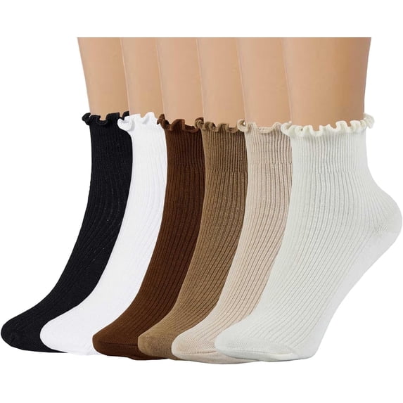 Women's Ruffle Socks, Womens Fun Novelty Crew Colorful Fashion Casual Socks
