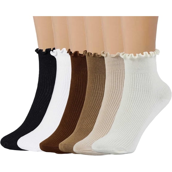 Women's Ruffle Socks, Womens Fun Novelty Crew Colorful Fashion Casual Socks